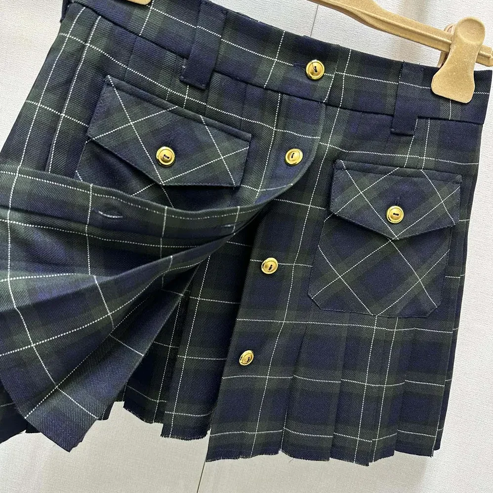 Miu Miu Pleated Tartan Miniskirt for Women