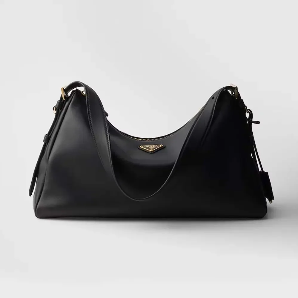 Prada Aimée Large Leather Shoulder Bag for Women in Black Prada Aimée Large Leather Shoulder Bag for Women in Black