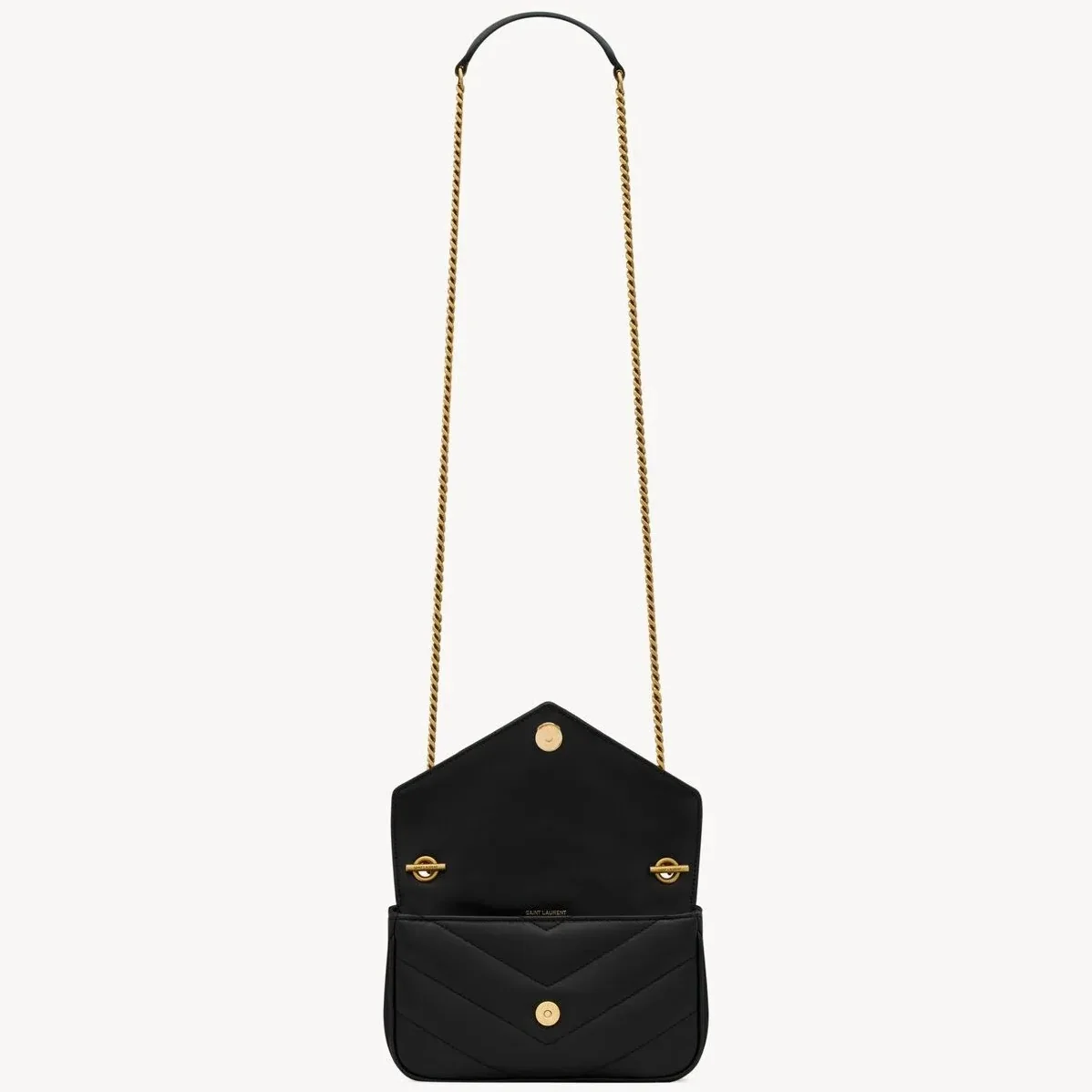 Saint Laurent Loulou Mini Shoulder Bag in Black Gold Hardware