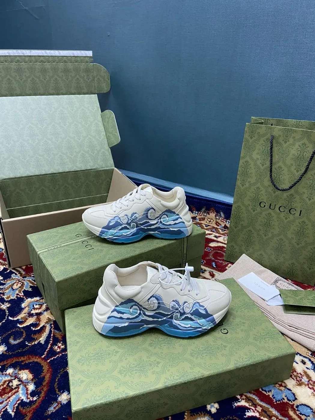 Gucci Rhyton Sneaker With Wave White Gucci Rhyton Sneaker With Wave White