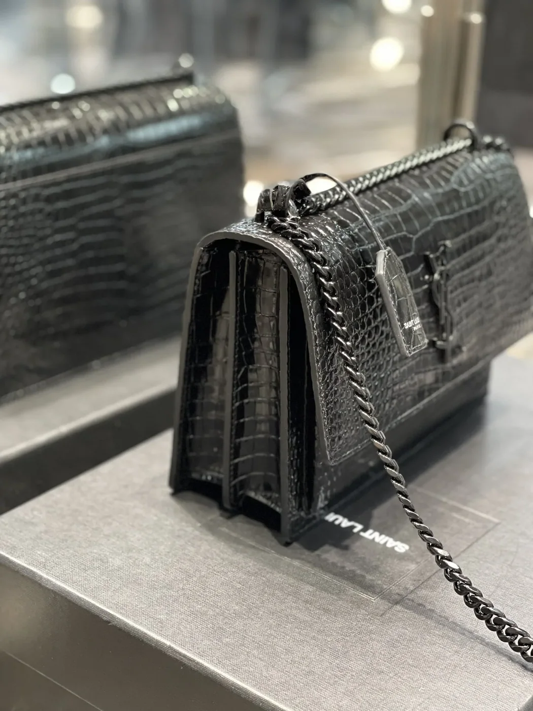 Saint Laurent Sunset Medium Chain Bag Black in YSL Saint Laurent Sunset Medium Chain Bag Black in YSL