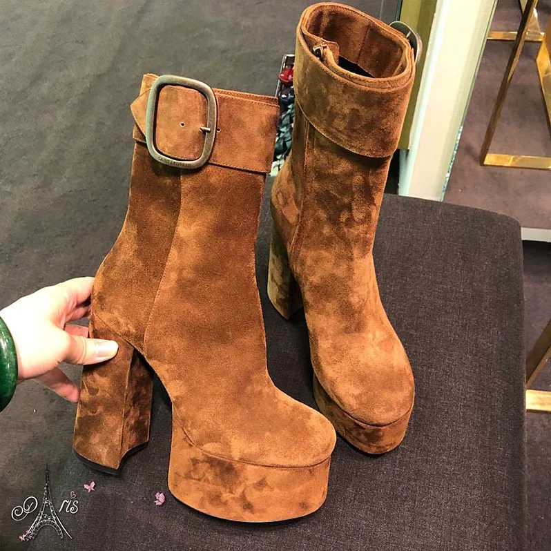Saint Laurent YSL Shoes Billy Platform Bootie in Suede 14cm Heel for Women in Brown Saint Laurent YSL Shoes Billy Platform Bootie in Suede 14cm Heel for Women in Brown