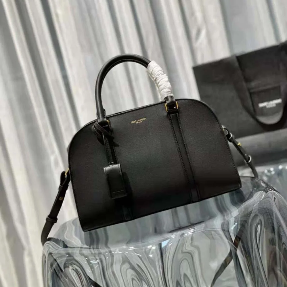 Saint Laurent YSL Lock Baby Duffle in Smooth Leather for Women in Black