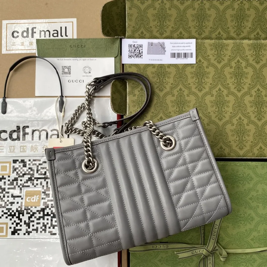 GG Marmont Small Tote Bag Dark Grey Matelassé / GG Marmont Small Tote Bag Dark Grey Matelassé /