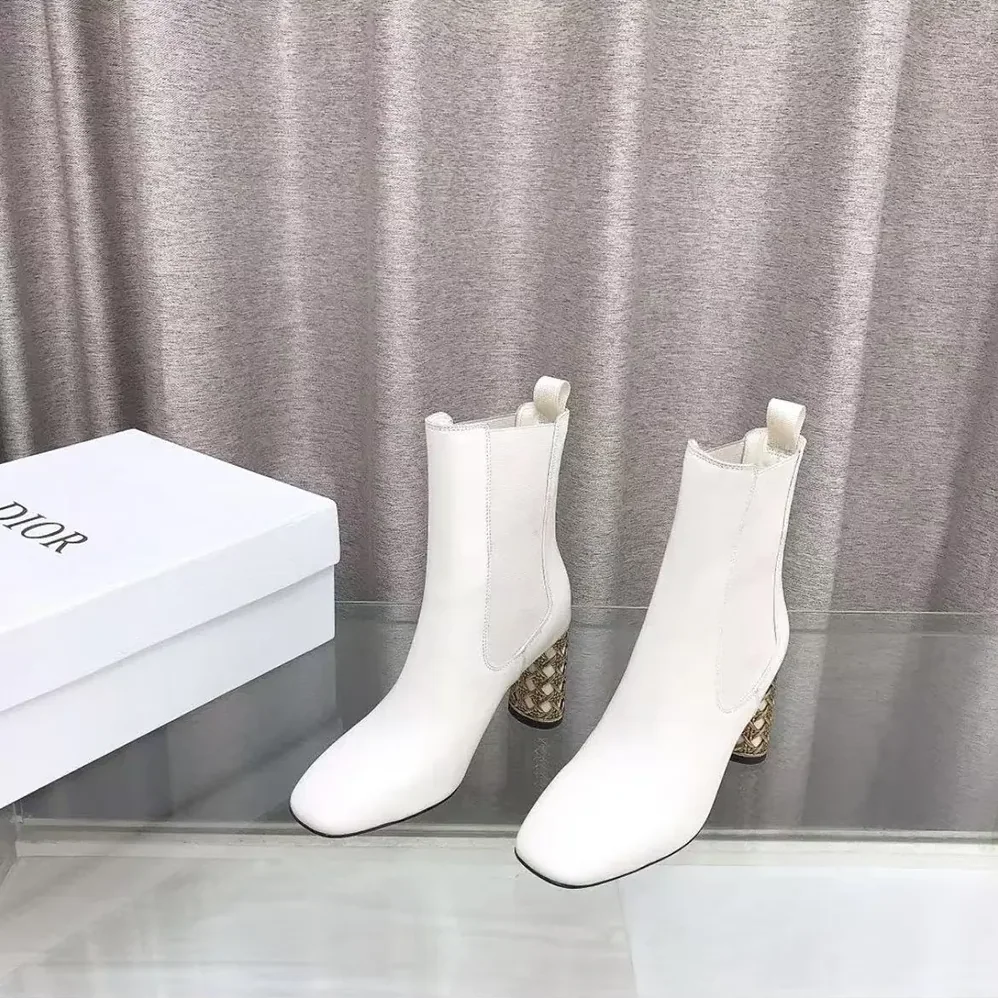 Dior Icon Heeled Ankle Boot White Calfskin for Women Dior Icon Heeled Ankle Boot White Calfskin for Women