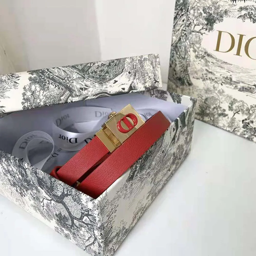 Dior Diorpolytechnique Belt Bright Red Smooth Calfskin 17 MM for Women