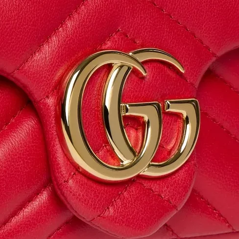 Gucci Marmont Mini Shoulder Bag in Bright Red Gold Hardware