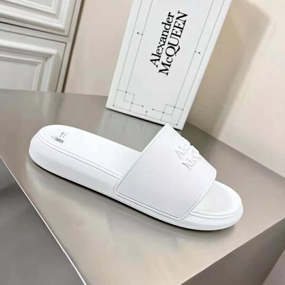Alexander Mcqueen Pool Slide in White Mix for Unisex Alexander Mcqueen Pool Slide in White Mix for Unisex