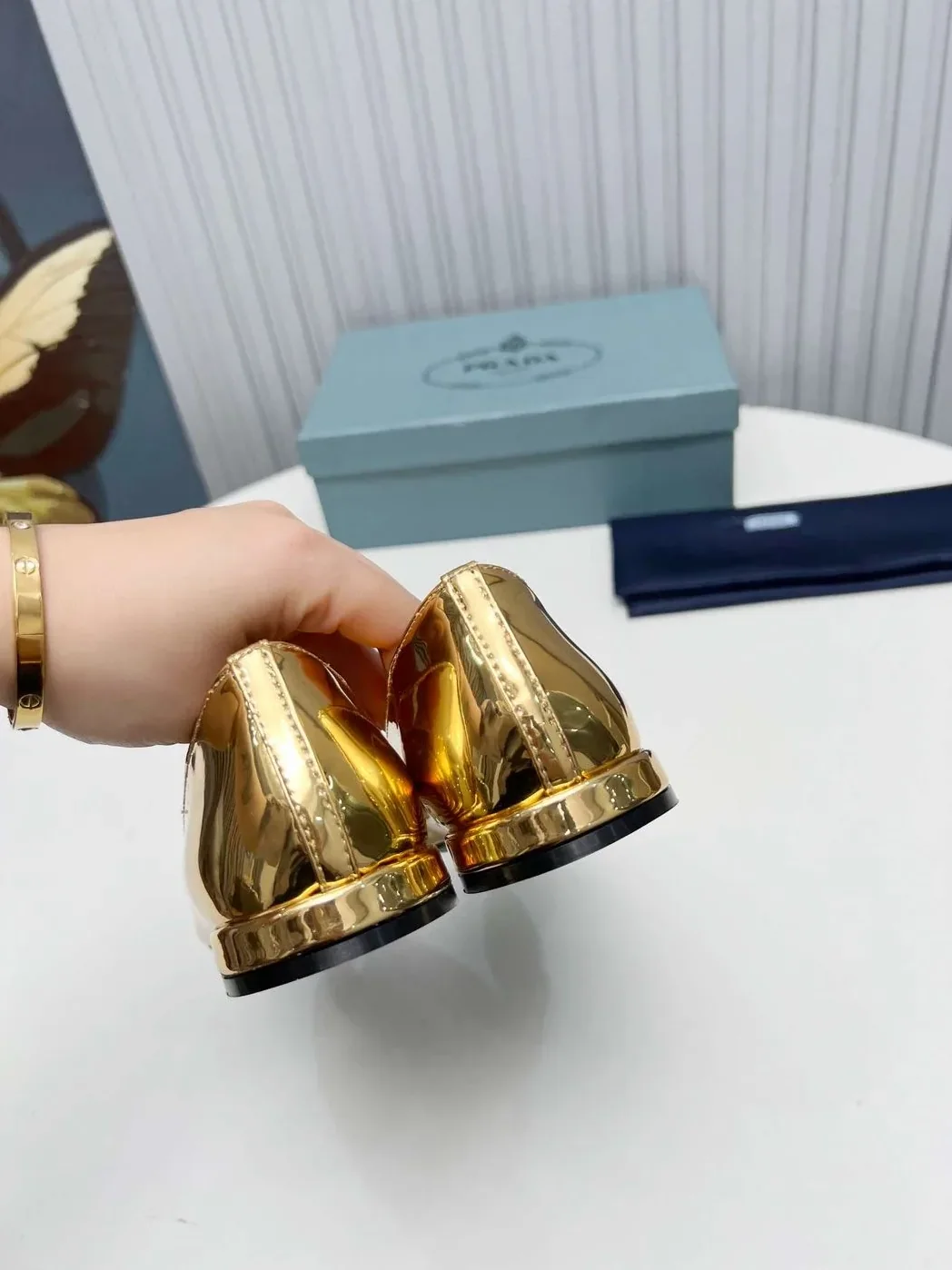 Prada Patent Ballerinas Gold
