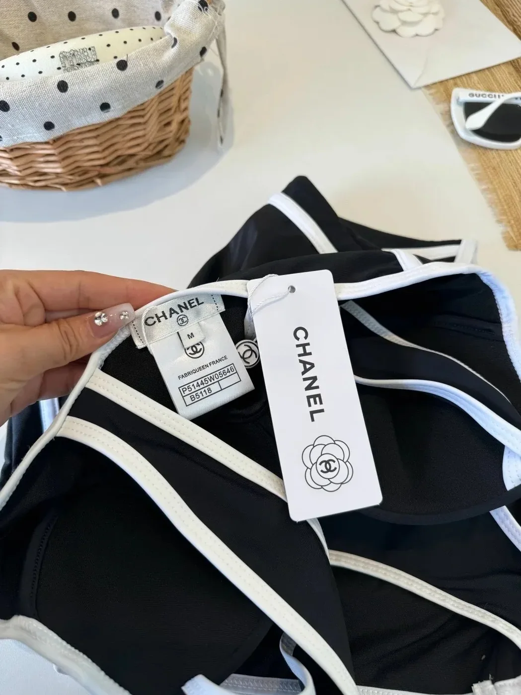 Chanel Contoured Interlocking CC One in Piece Swimsuit Black