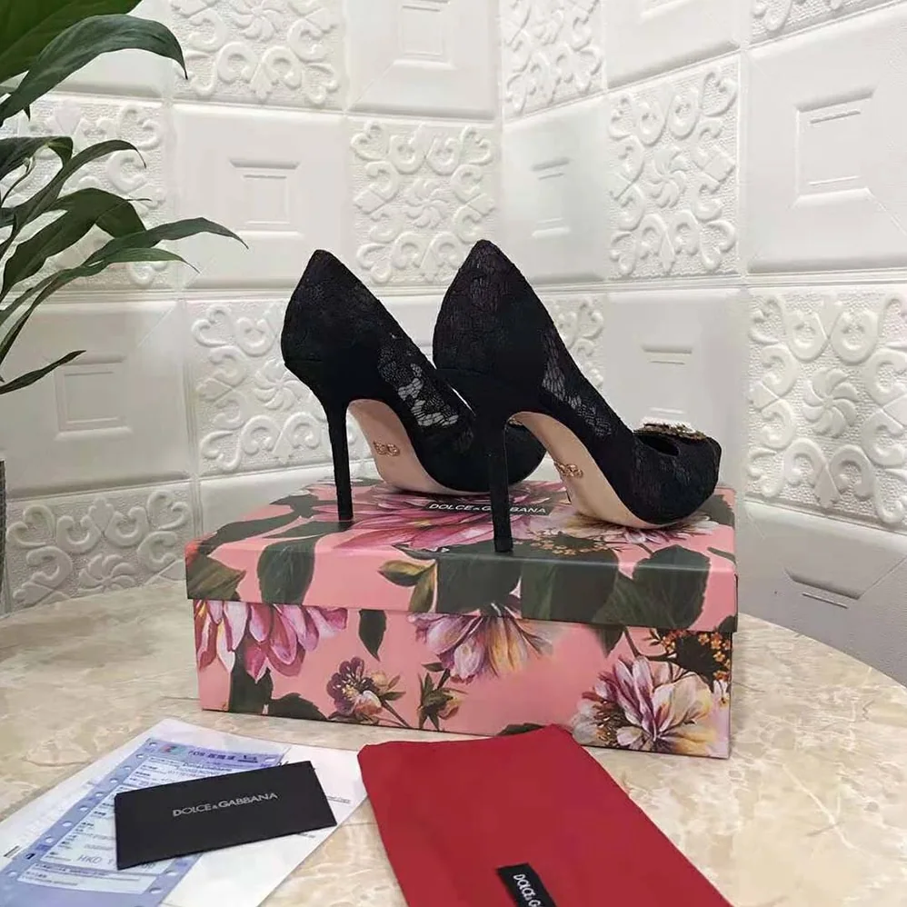 Dolce Gabbana D&G Taormina Lace Pumps with Devotion Heart for Women