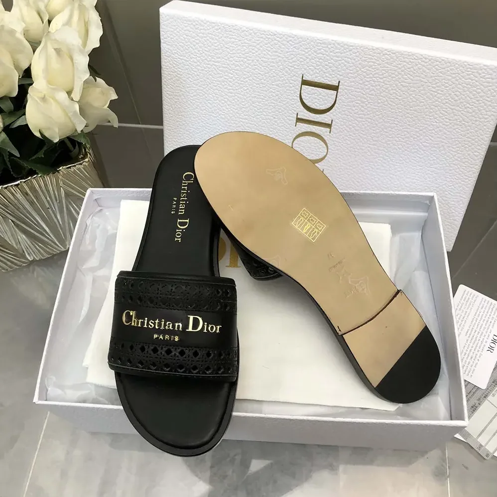Dior Black Calfskin with Openwork Microcannage Motif for Women