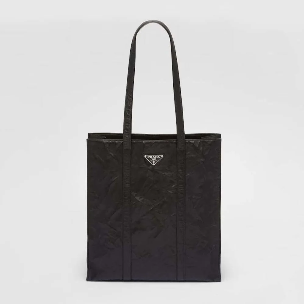Prada Small Antique Nappa Leather Tote for Women in Black Prada Small Antique Nappa Leather Tote for Women in Black