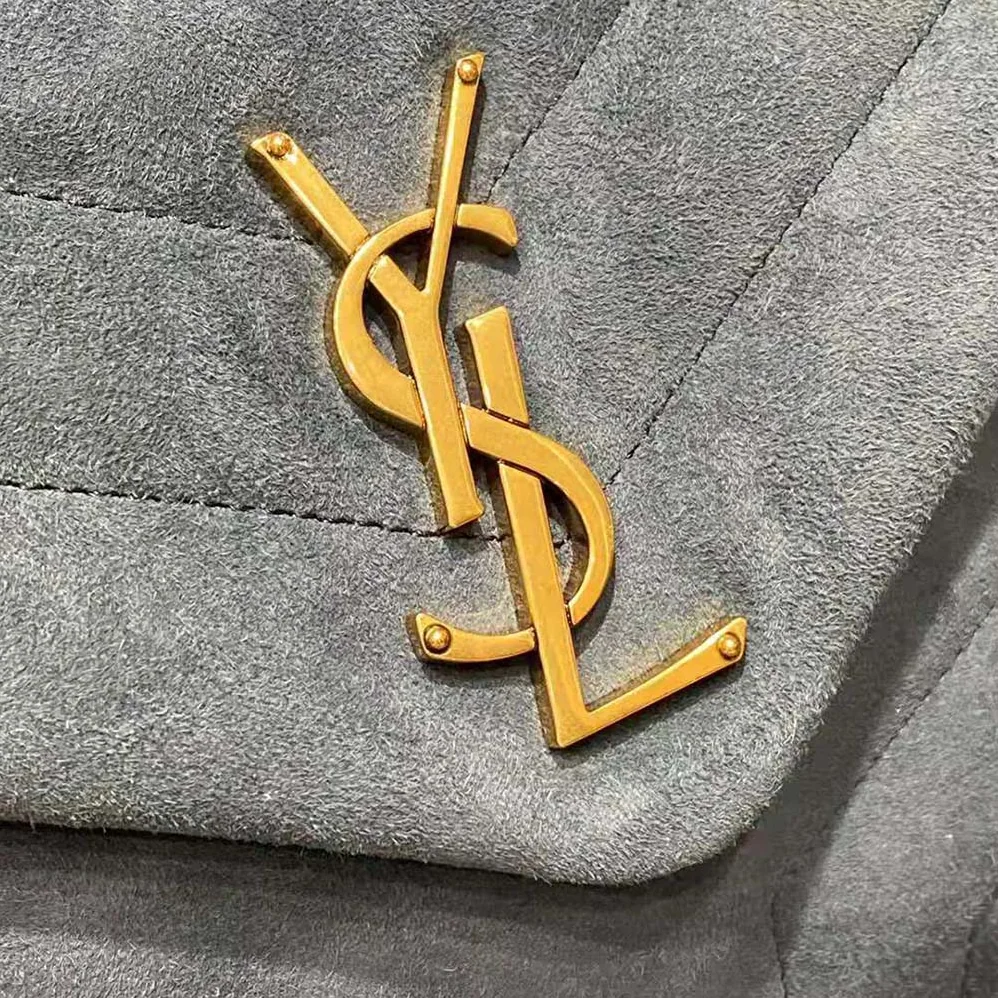 Saint Laurent YSL Loulou Small Chain Bag in “Y”-Quilted Suede for Women in Silver Saint Laurent YSL Loulou Small Chain Bag in “Y”-Quilted Suede for Women in Silver