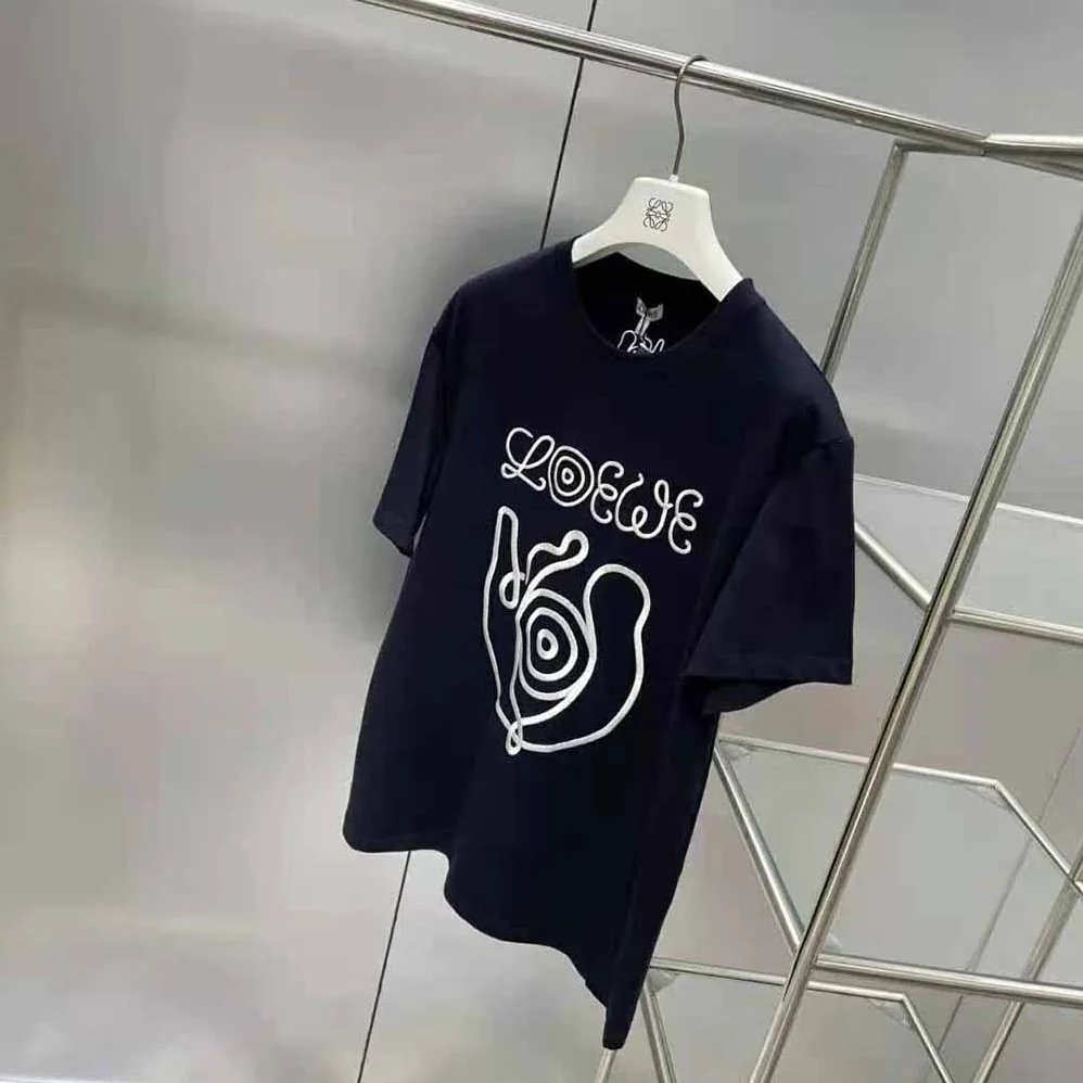 Loewe Embroidered T-shirt in Organic Cotton for Men in Black