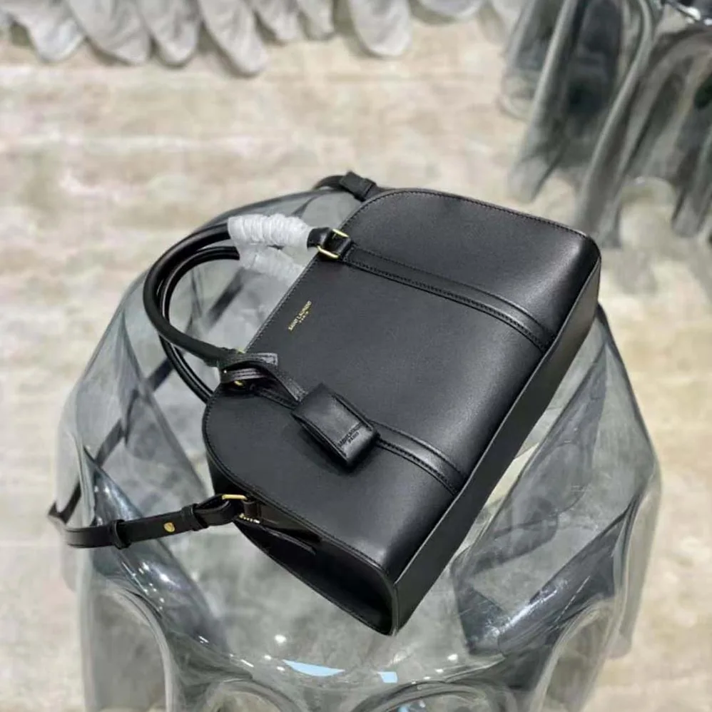 Saint Laurent YSL Lock Baby Duffle in Smooth Leather for Women in Black