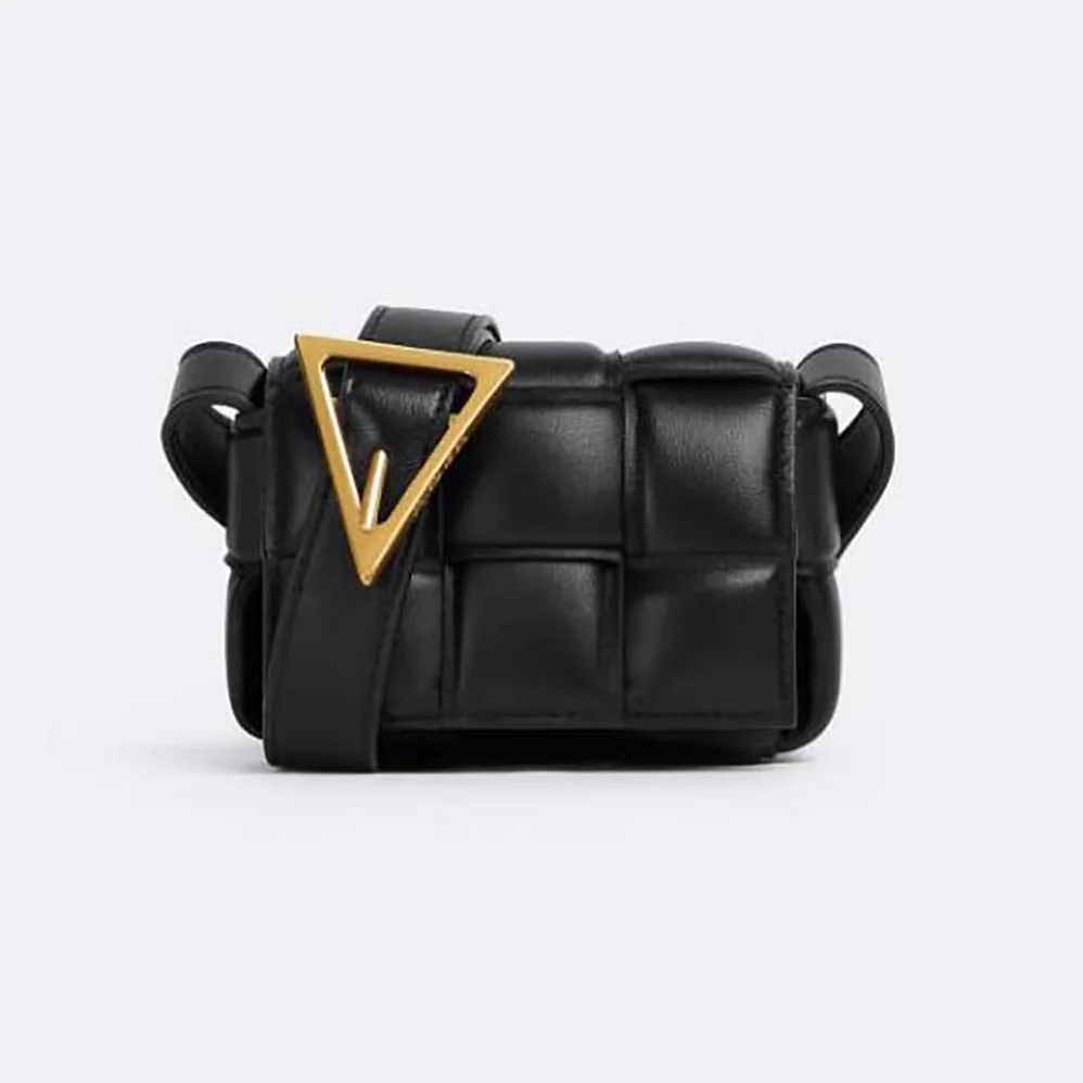 Bottega Veneta Candy Padded Cassette Mini Padded Intreccio Leather Cross-Body Bag for Women in Black