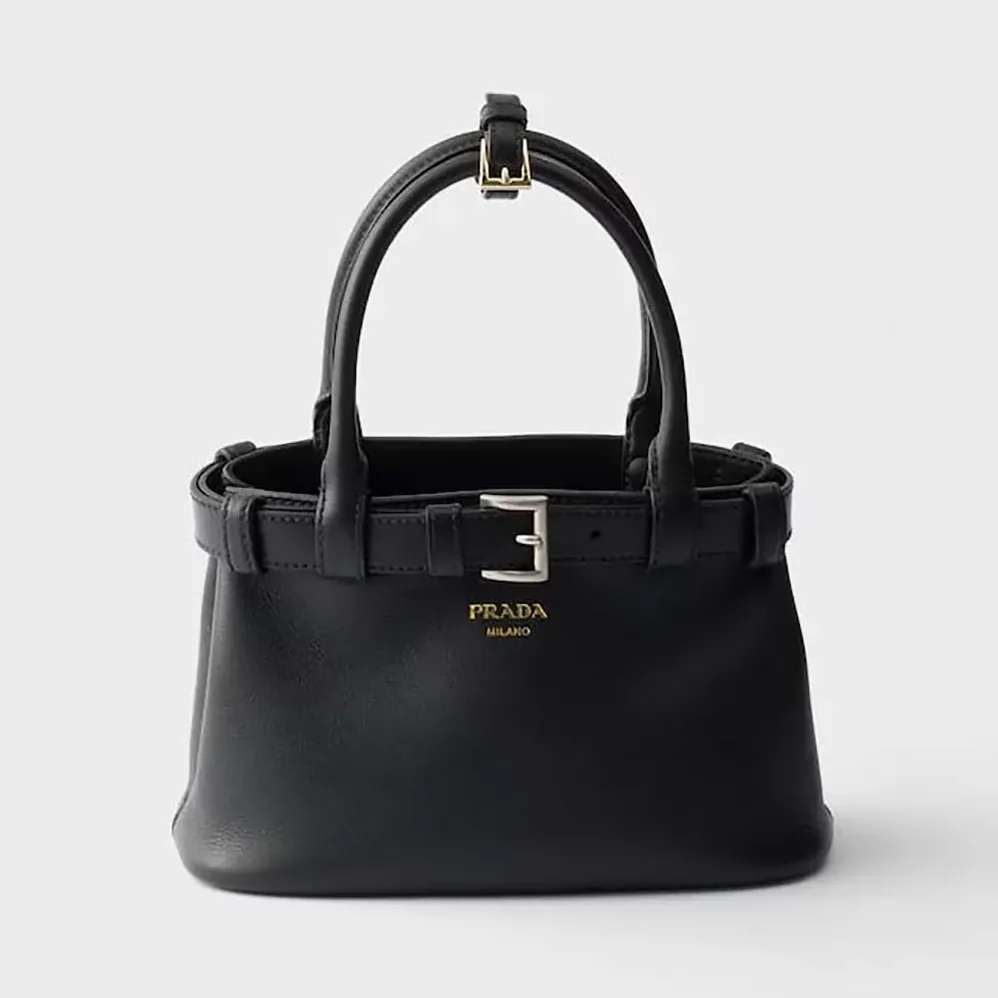 Prada Wome Buckle Small Leather Bag With Belt in Black Prada Wome Buckle Small Leather Bag With Belt in Black