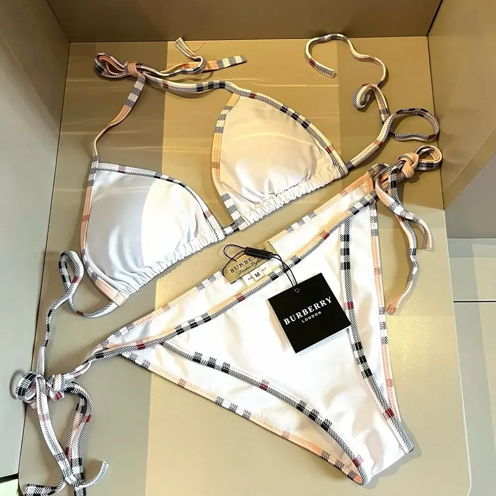 Burberry Check Trim Bikini for Women in White