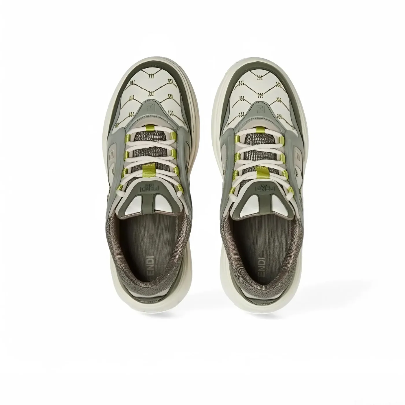 Fendi Force Sneakers White And Green 7E1728AU21F1RSW