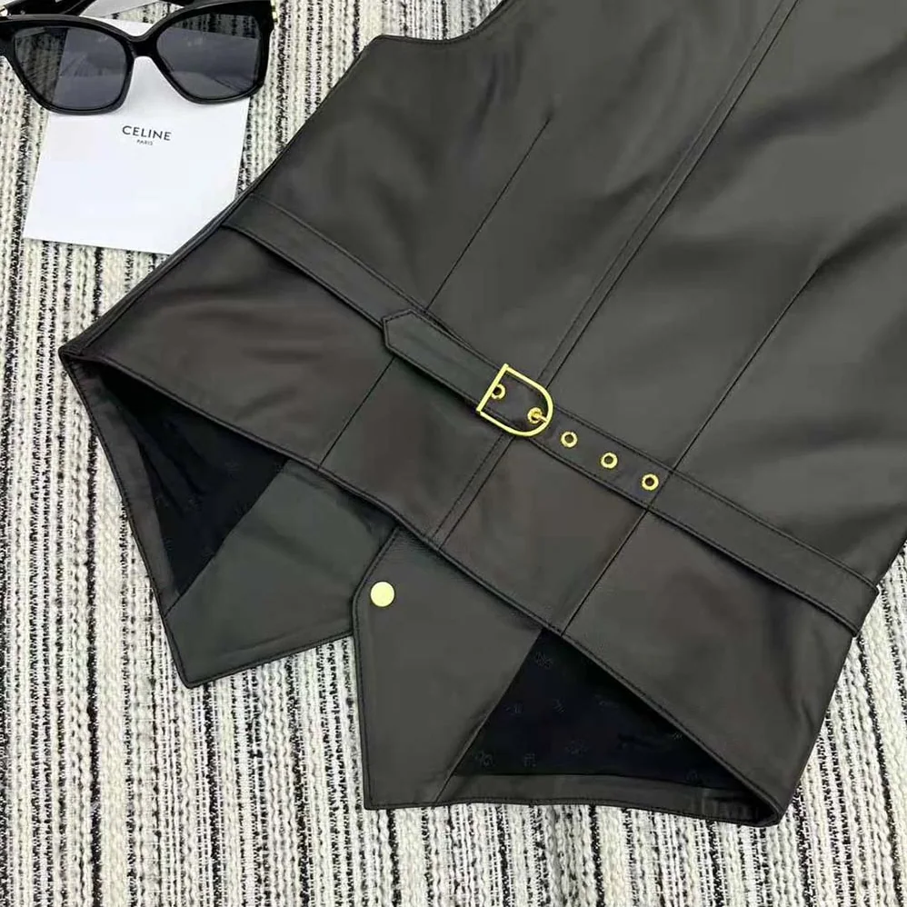 Celine Waistcoat in Soft Lambksin for Men in Black