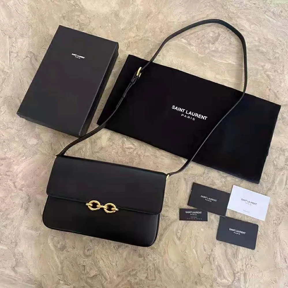 Saint Laurent YSL LE Maillon Satchel in Smooth Leather for Women in Black Saint Laurent YSL LE Maillon Satchel in Smooth Leather for Women in Black