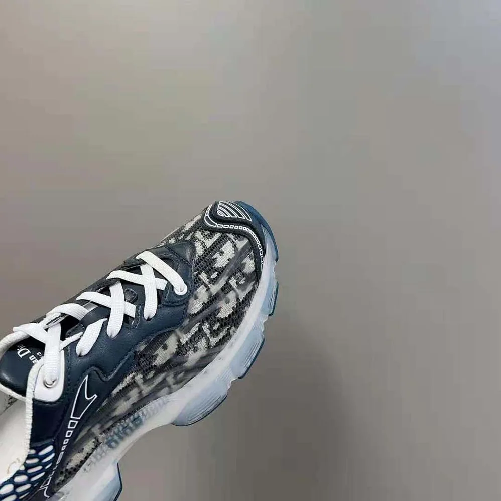Dior Vibe Sneaker Deep Blue Dior Oblique Technical Fabric and Transparent Rubber for Women