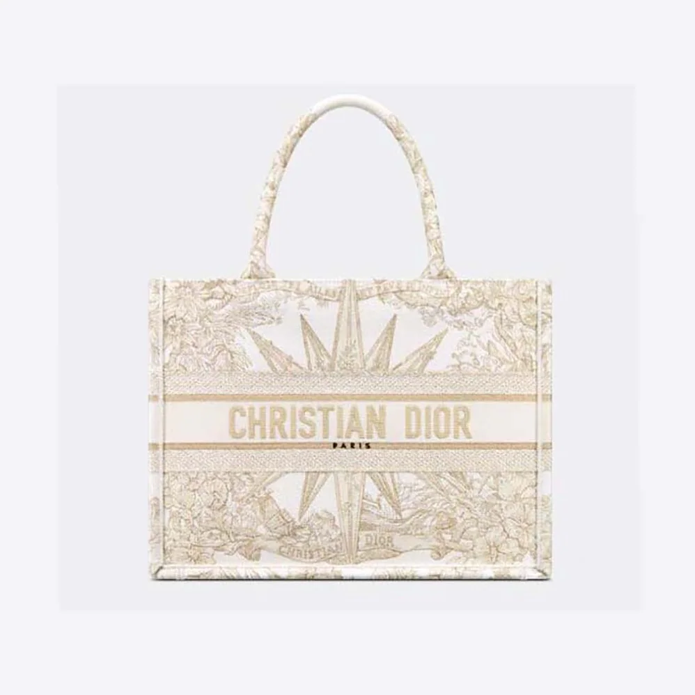 Dior Medium Dior Book Tote Dior Rêve d'Infini Embroidery with Gold for Women in Tone Metallic Thread