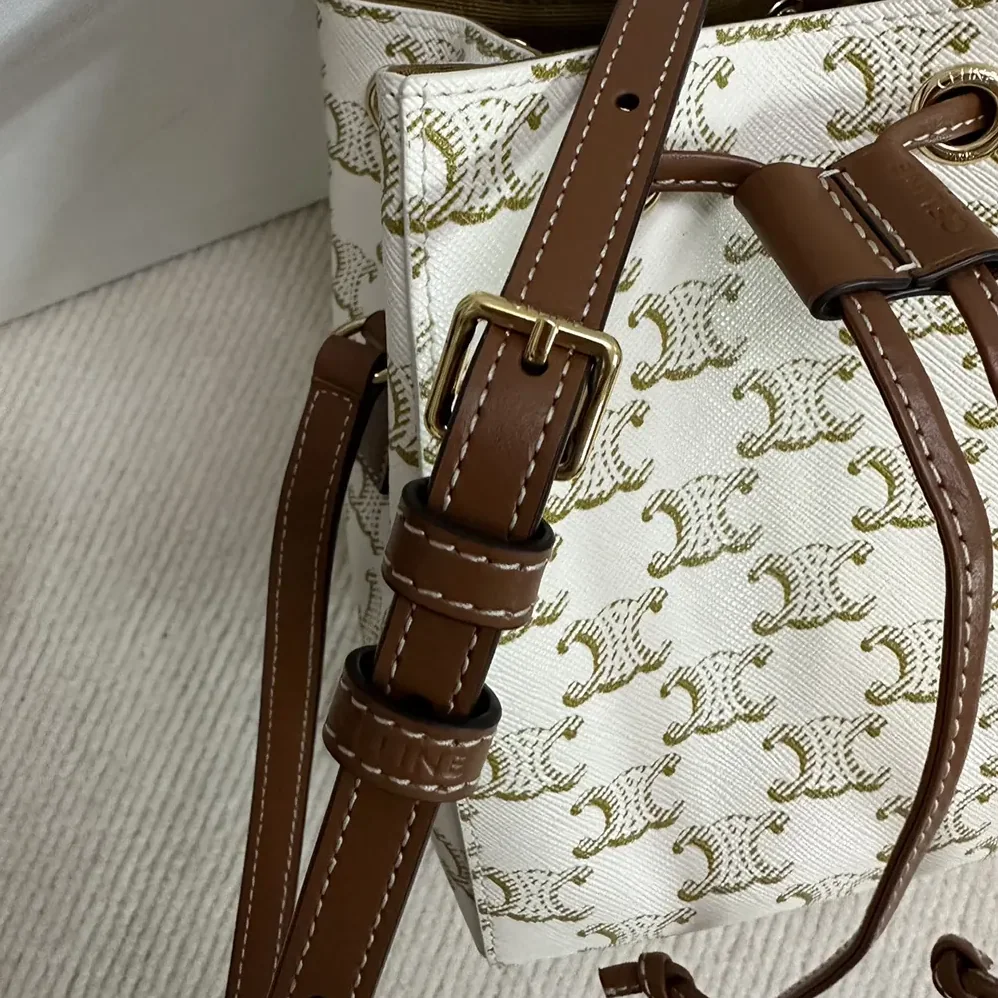 Celine Micro Sailor in Triomphe Canvas and Calfskin for Women in White Celine Micro Sailor in Triomphe Canvas and Calfskin for Women in White
