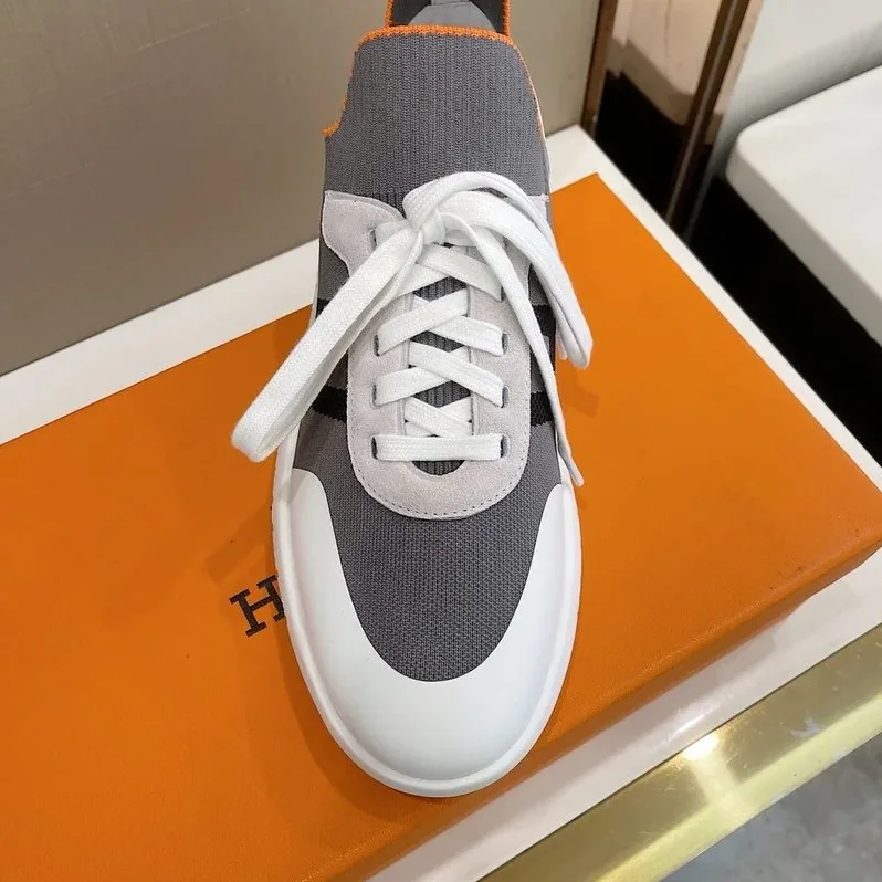 Hermes Depart Sneakers Grey in White Hermes Depart Sneakers Grey in White
