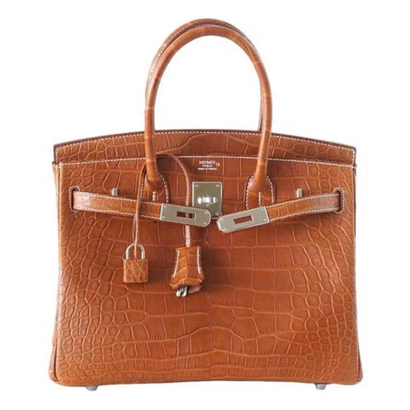 Hermes Birkin 30 Bag in Alligator Leather with Gold Hardware in Brown Hermes Birkin 30 Bag in Alligator Leather with Gold Hardware in Brown