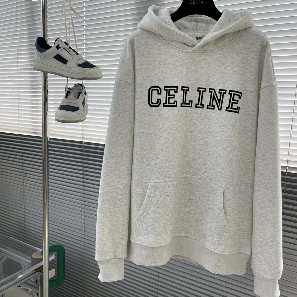 Celine Loose Hoodie in Cotton Fleece for Men in White