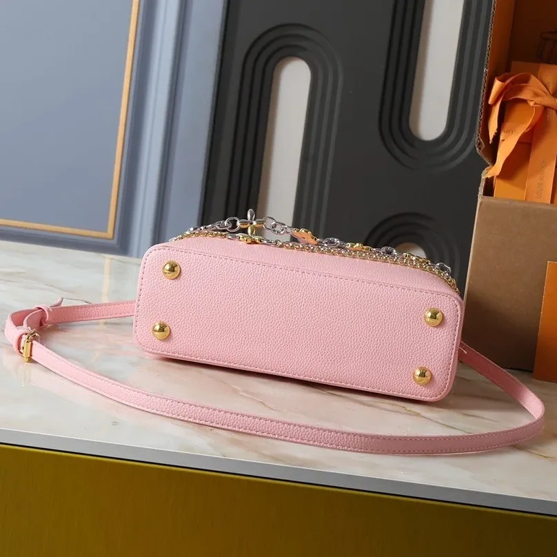 Louis Vuitton Capucines BB Top Handle Bag / Jasmine Pink Silver/ Gold Hardware