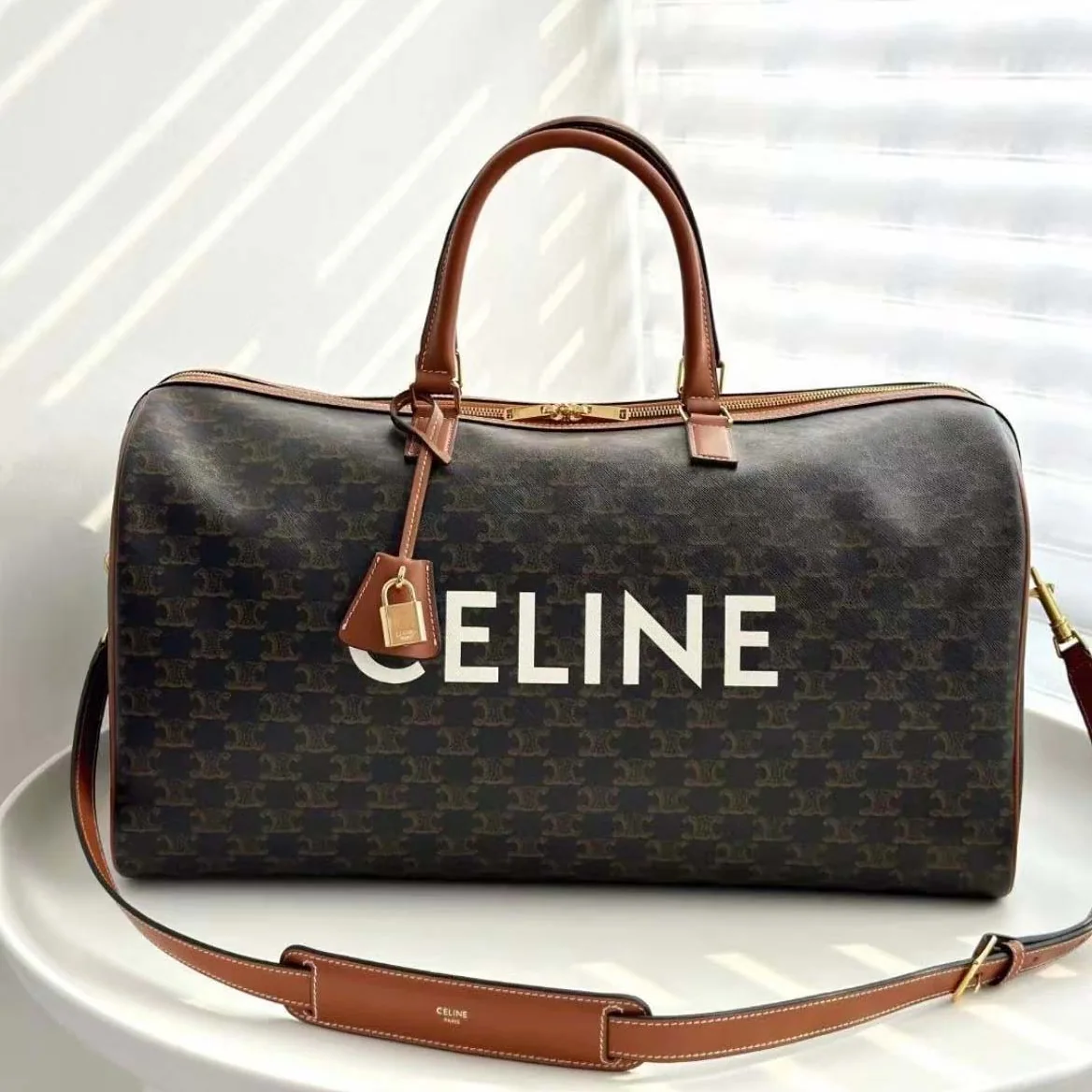 Celine Large Travel Bag in Triomphe Canvas with Celine Print for Unisex