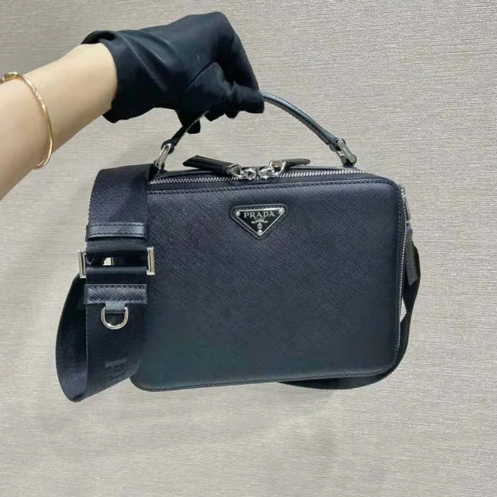 Prada Brique Saffiano Leather Bag for Men in Black Prada Brique Saffiano Leather Bag for Men in Black