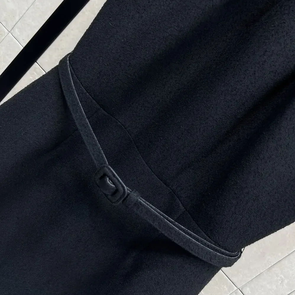 Dior Mid-Length Belted Dress Black Virgin Wool-Cotton-Blend Bouclé for Women Dior Mid-Length Belted Dress Black Virgin Wool-Cotton-Blend Bouclé for Women