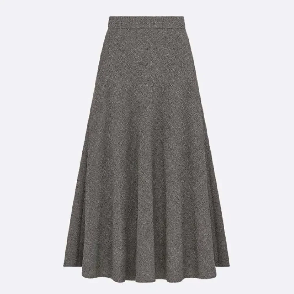 Dior Flared Mid-Length Skirt Gray Virgin Wool Tweed for Women Dior Flared Mid-Length Skirt Gray Virgin Wool Tweed for Women