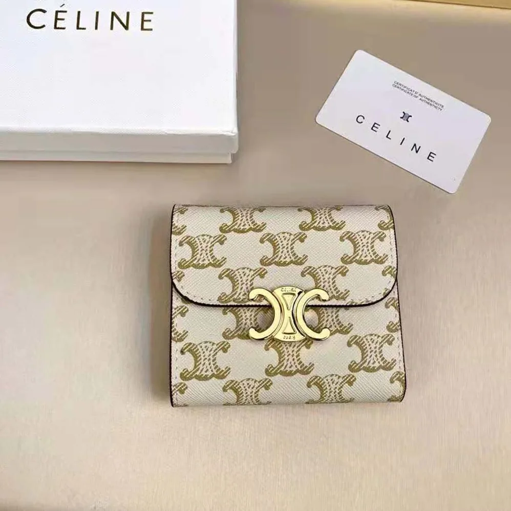 Celine Small Triomphe Wallet in Triomphe Canvas for Women