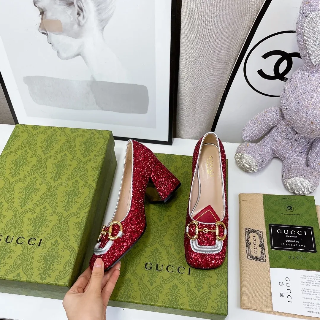 Gucci Lovelight Mid-Heel Crystal Ballet Flat With Horsebit Silver Gucci Lovelight Mid-Heel Crystal Ballet Flat With Horsebit Silver