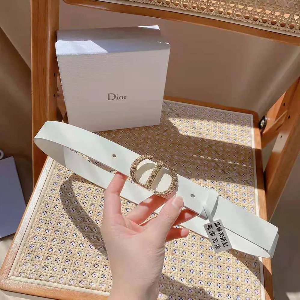 Dior 30 Montaigne Crystals Belt Latte Smooth Calfskin and Silver-Tone Crystals 27 MM for Women Dior 30 Montaigne Crystals Belt Latte Smooth Calfskin and Silver-Tone Crystals 27 MM for Women