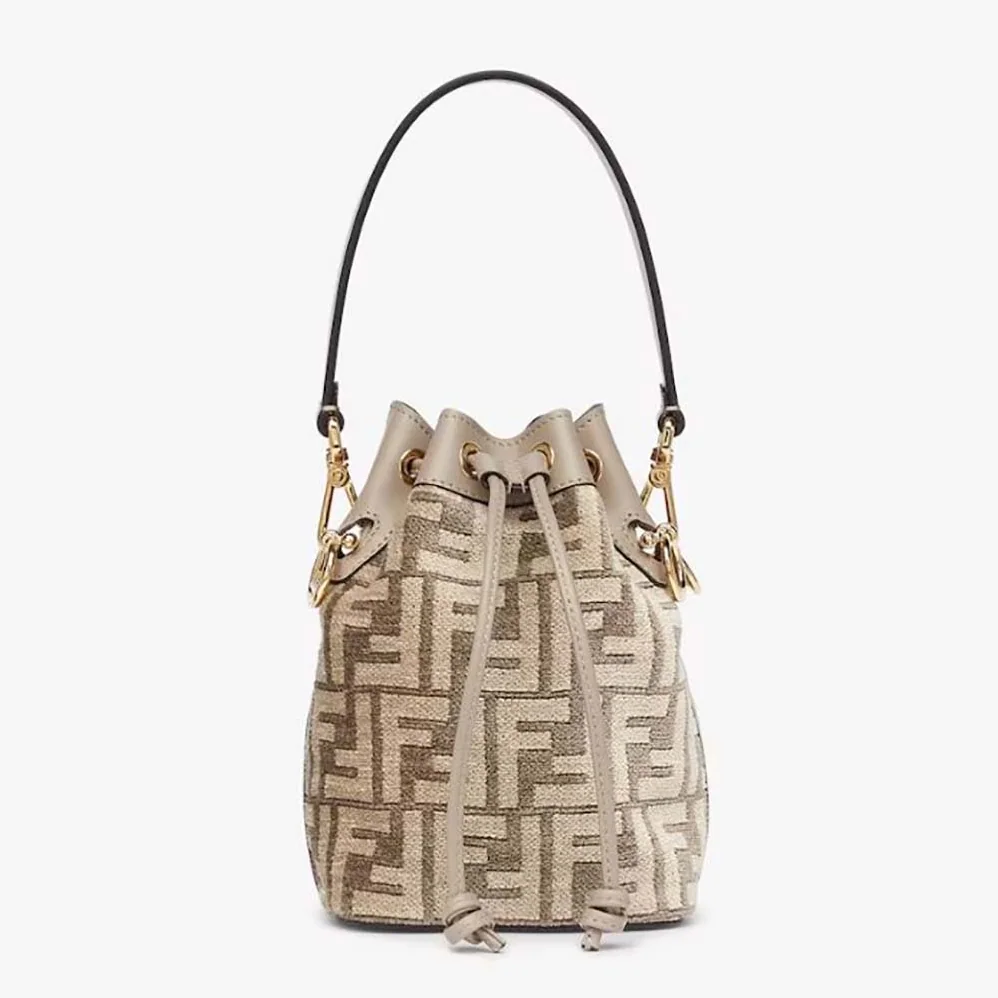 Fendi Mon Tresor Dove Gray Tapestry Fabric Mini for Women in Bag