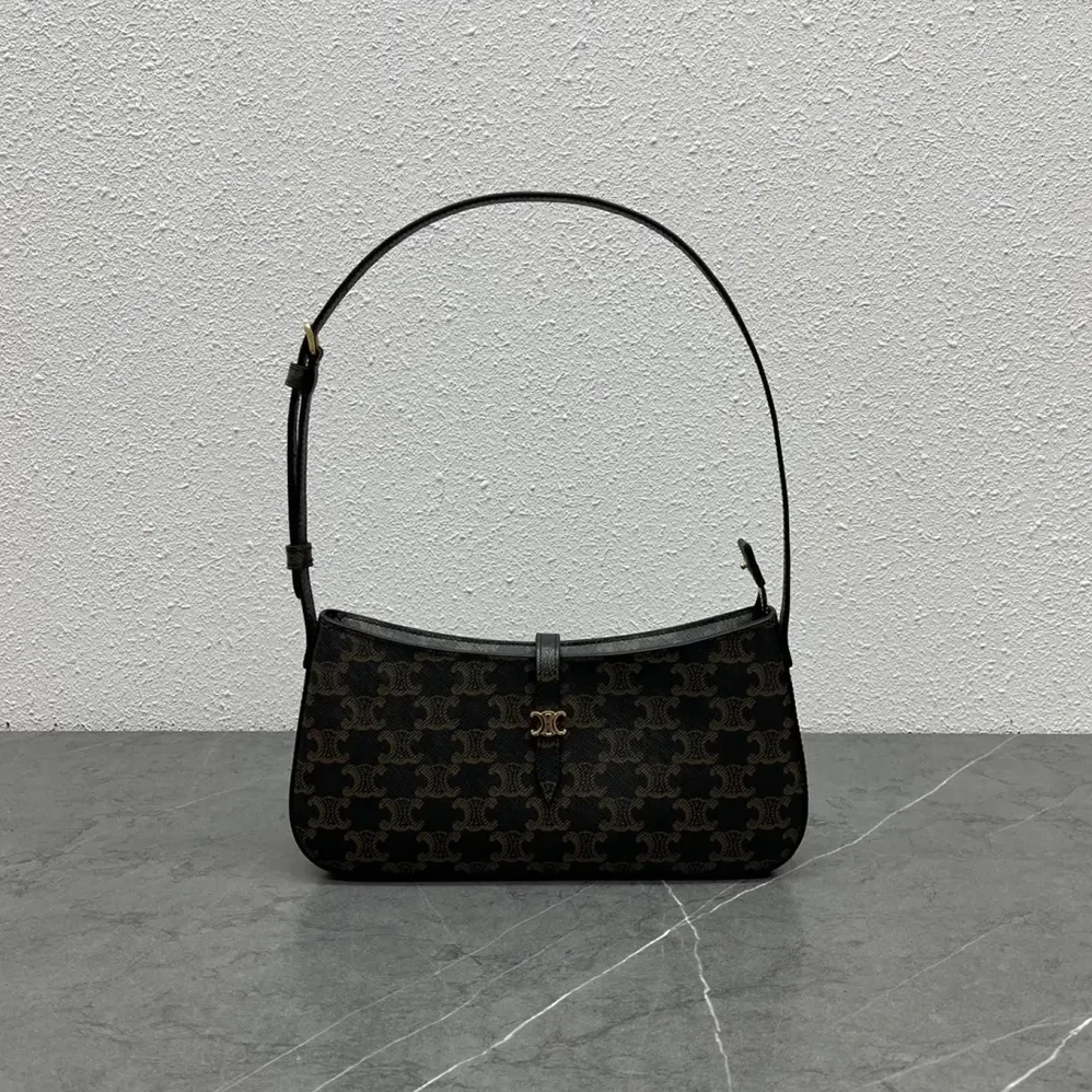 Celine Tina Shoulder Bag In Triomphe Canvas for Women in Black