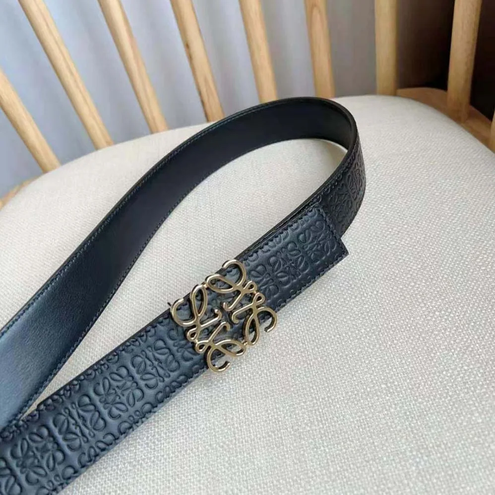 Loewe Reversible Repeat Belt in Silk Calfskin for Unisex in Black