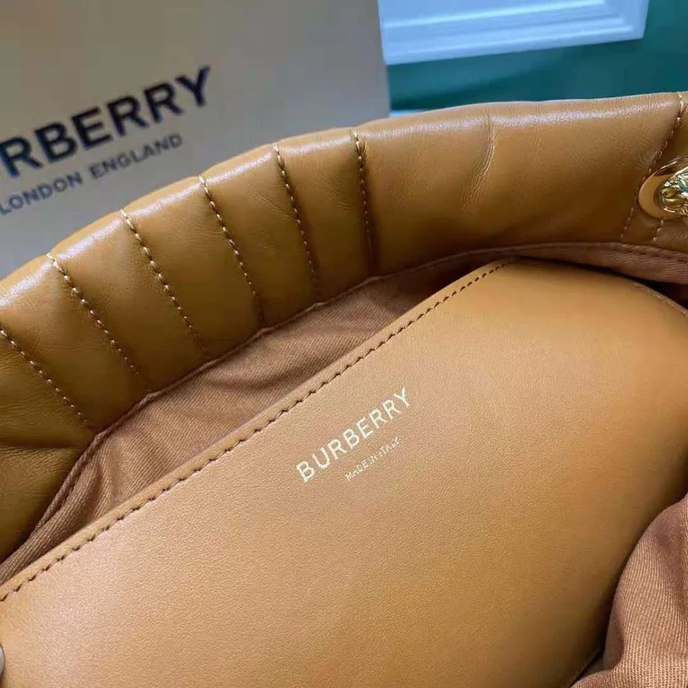 Burberry Small Quilted Lambskin Lola Bucket Bag for Women in Brown