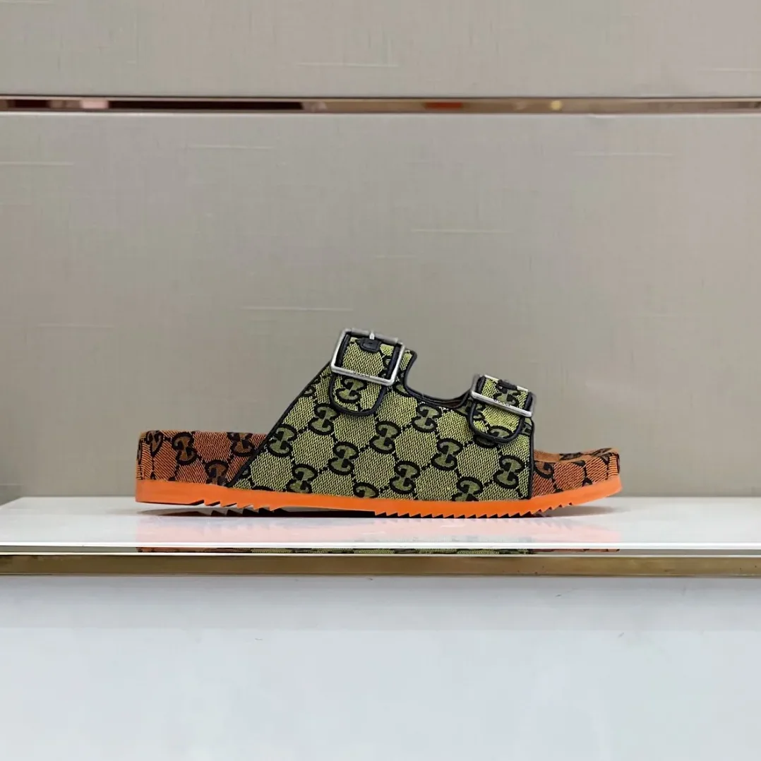 Gucci Slide Sandal With Straps Orange And Green 2HK60 Gucci Slide Sandal With Straps Orange And Green 2HK60