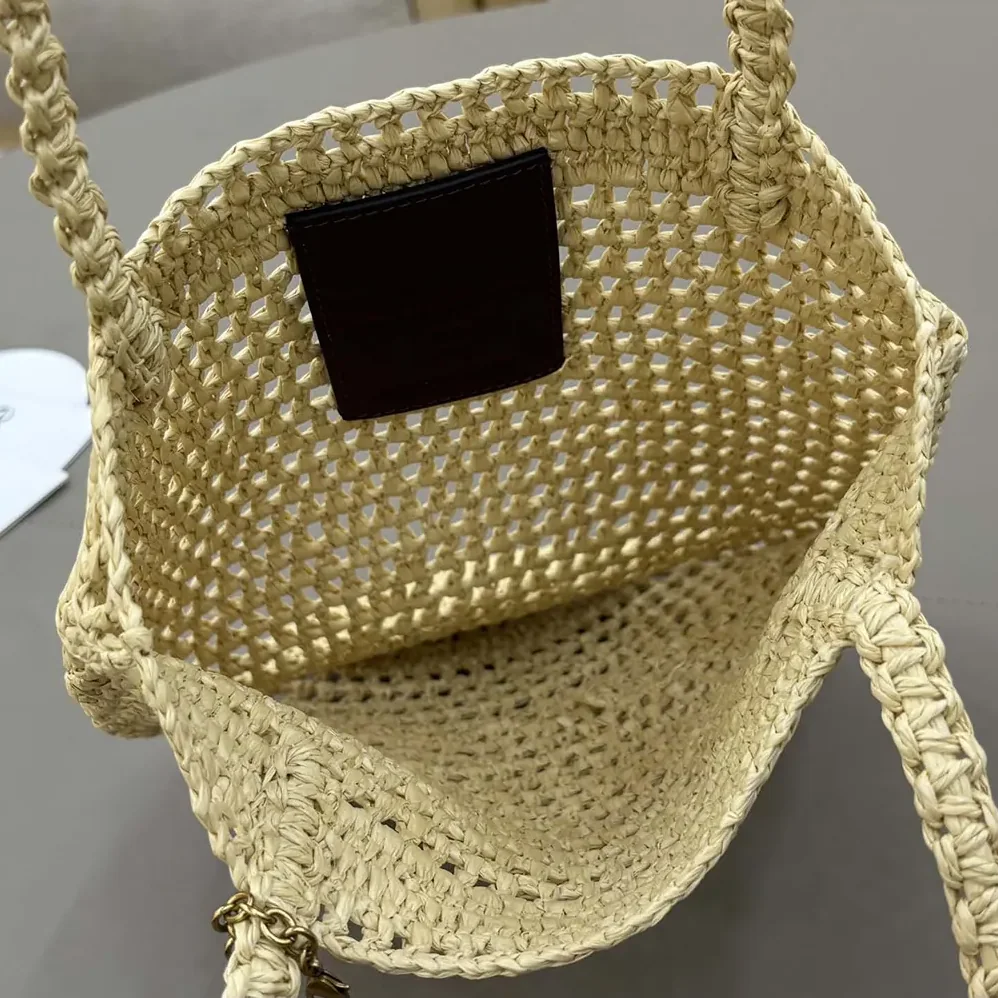 Chloe Small Summer Banana Tote Bag in Raffia for Women in Sandy