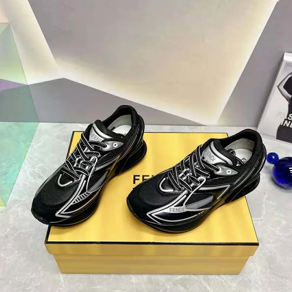 Fendi First 1 Black Fabric Running Shoes for Women