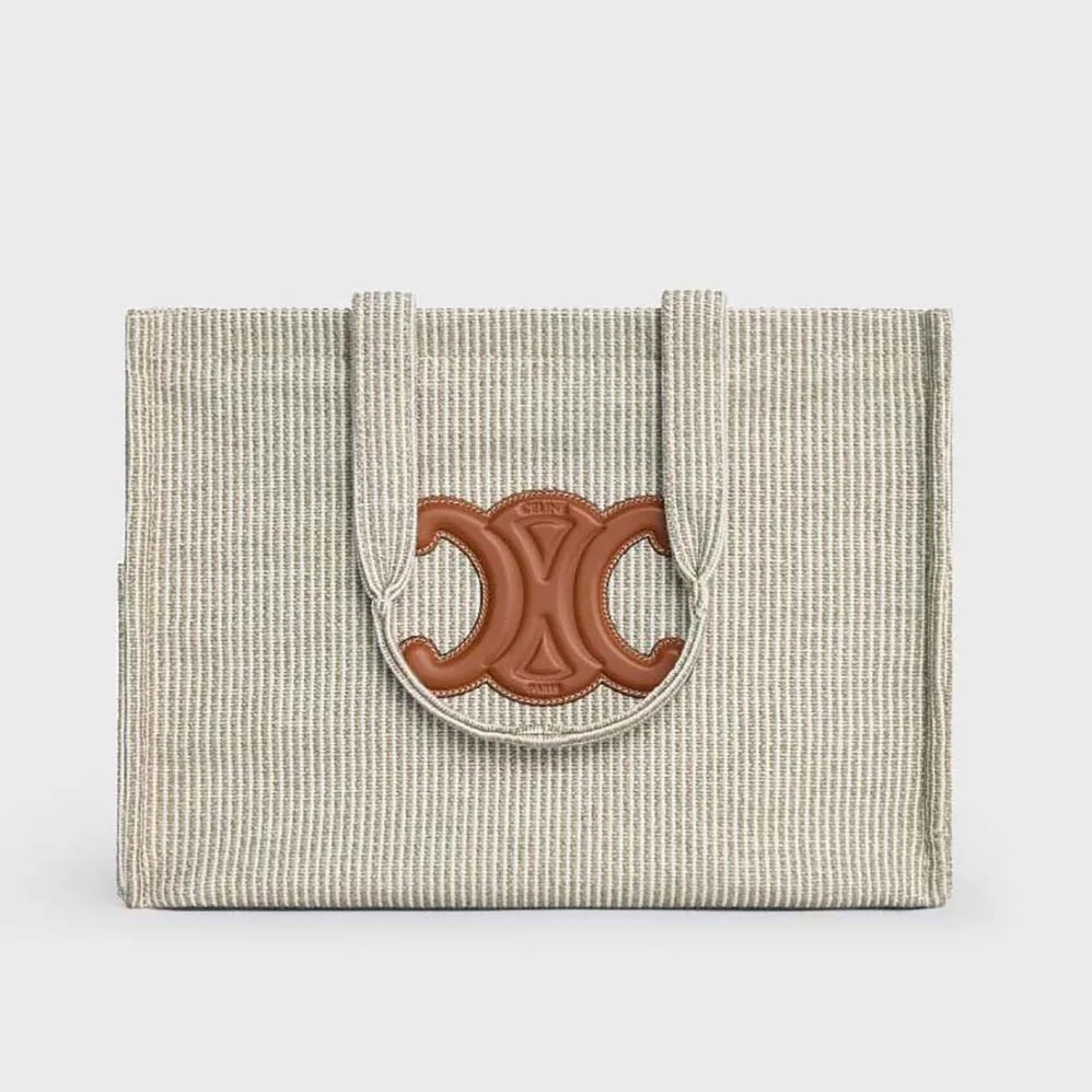 Celine Large Cabas Thais in Striped Textile for Women Celine Large Cabas Thais in Striped Textile for Women