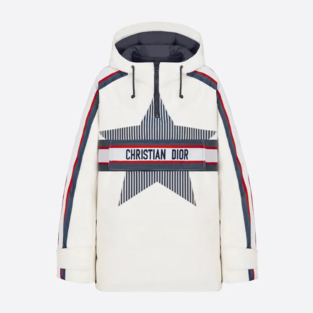 Dior Dioralps Hooded Anorak White Three-Tone Dior Star Quilted Technical Taffeta for Women