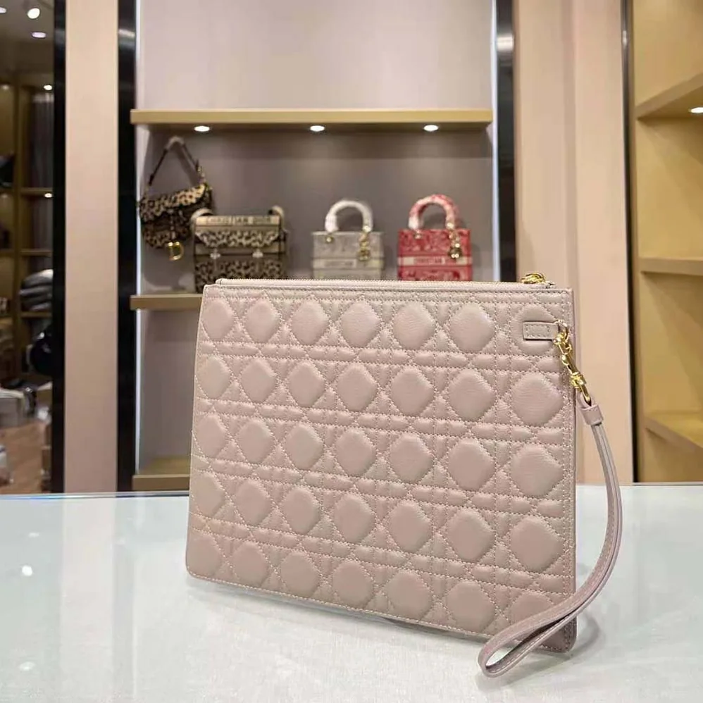 Dior Large Dior Caro Daily Pouch Cannage Calfskin for Women in Sandy